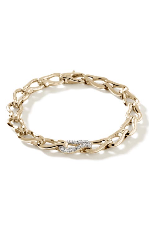 Surf Bracelet, 14K Gold, Diamonds