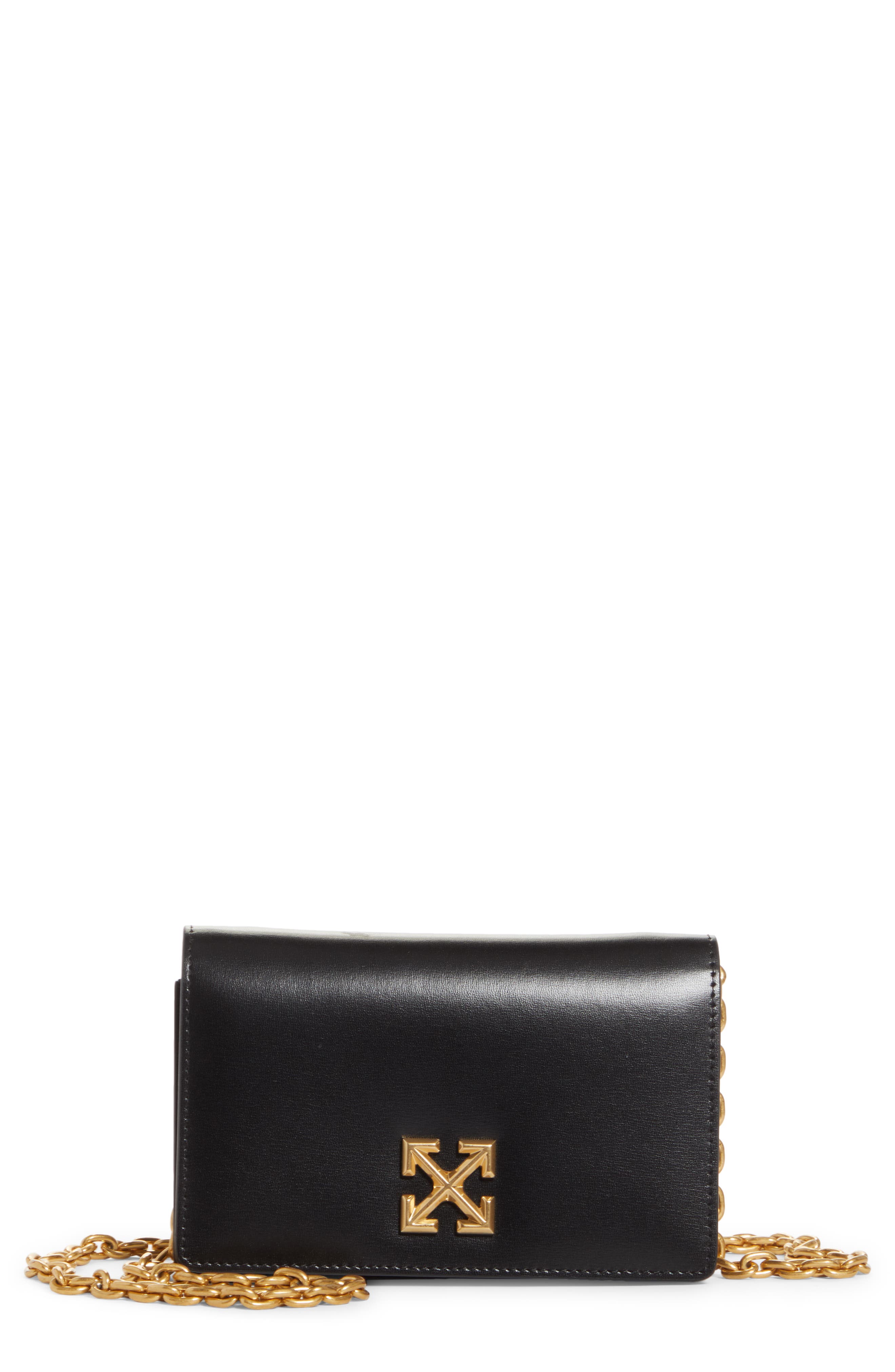 Jitney 0.5 Leather Crossbody Bag, Main, color, BLACK