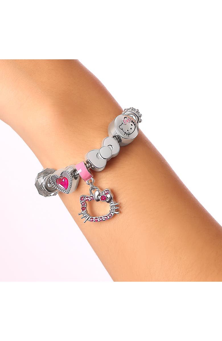 Hello Kitty 7'' Fashion Charm Bead Bracelet, Alternate, color, Silver