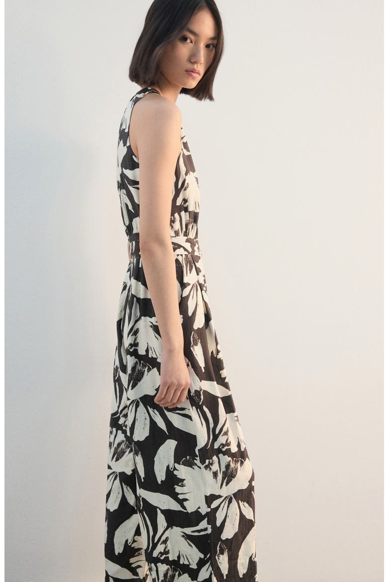 Wide Leg Floral Crop Jumpsuit, Alternate, color, CHOCOLATE