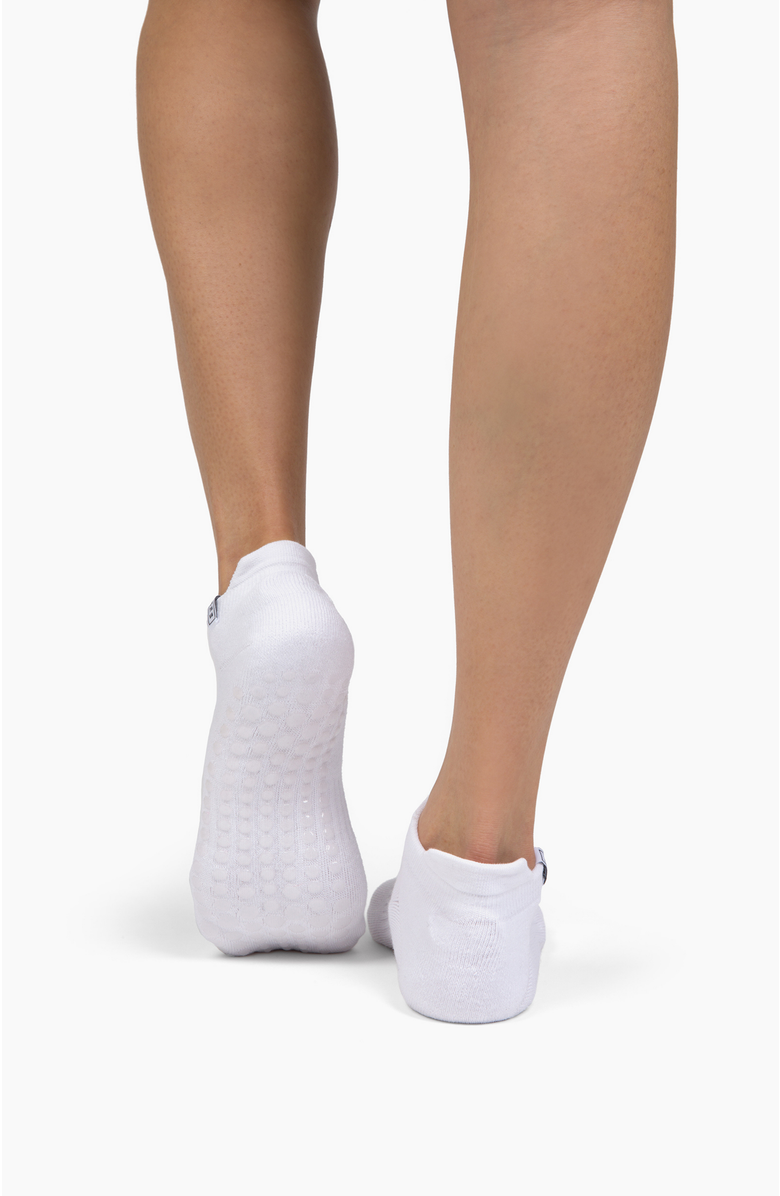 Lutava Antimicrobial Grip Sock- White Ankle with Clear Grip - 4 Pack, Alternate, color, White
