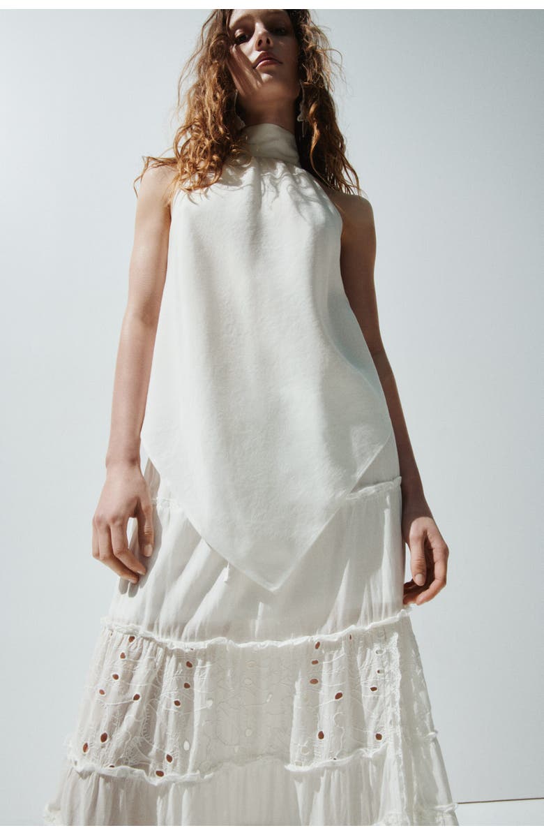 H&M Broderie Anglaise Maxi Skirt, Alternate, color, Cream