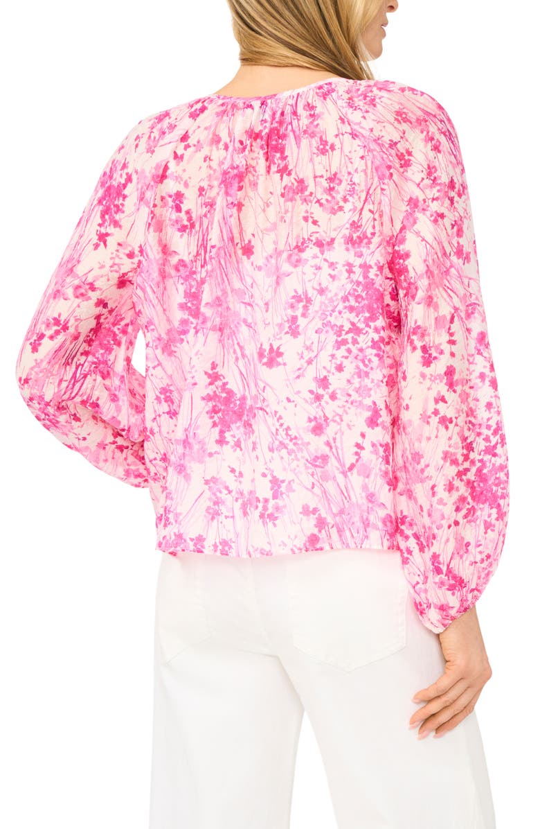 Halogen<sup>®</sup> Tie Front Ruffle Long Sleeve Top, Alternate, color, New Ivory/ Pink Floral