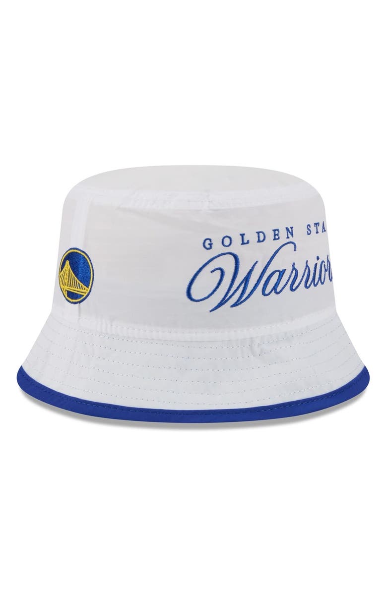 New Era Men's New Era White/Royal Golden State Warriors 2025 NBA Draft Nylon Bucket Hat, Alternate, color, White