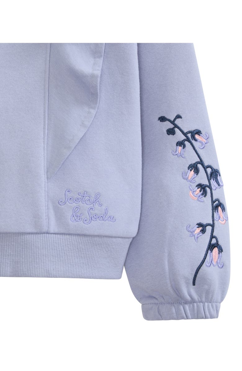 Scotch & Soda Kids' Floral Embroidered Fleece Sweatshirt & Sweatpants Set, Alternate, color, Sweet Lavender
