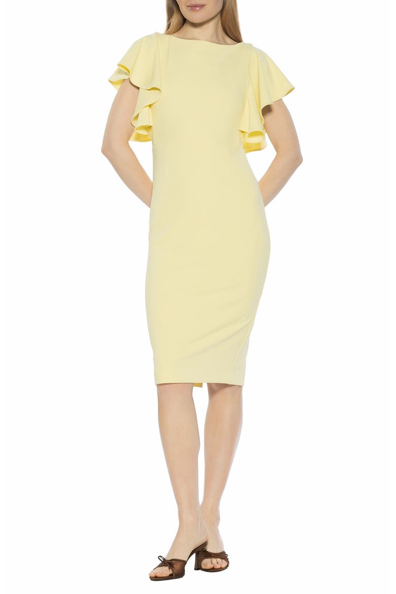 Sherri Boatneck Ruffle Sleeve Midi Dress, Main, color, BUTTER YELLOW