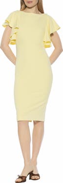 Alexia Admor Sherri Boatneck Ruffle Sleeve Midi Dress