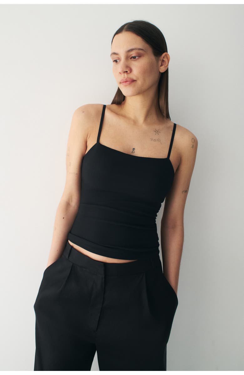 H&M Cooling Four-way Stretch Slim Fit Strappy Top, Alternate, color, Black