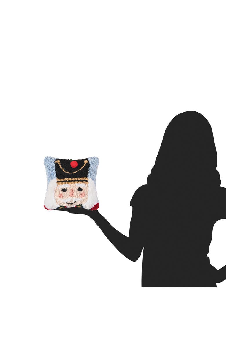 C&F Home Nutcracker Hooked Small/Petite Christmas Accent Pillow, 8" x 8", Alternate, color, Blue