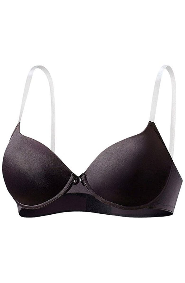 LASCANA Underwire Clear Strap T-Shirt Bra, Alternate, color, Black