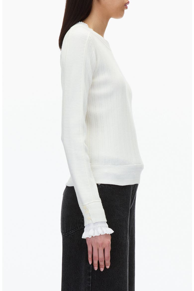 Draped Boatneck Long Sleeve Top, Alternate, color, WHITE