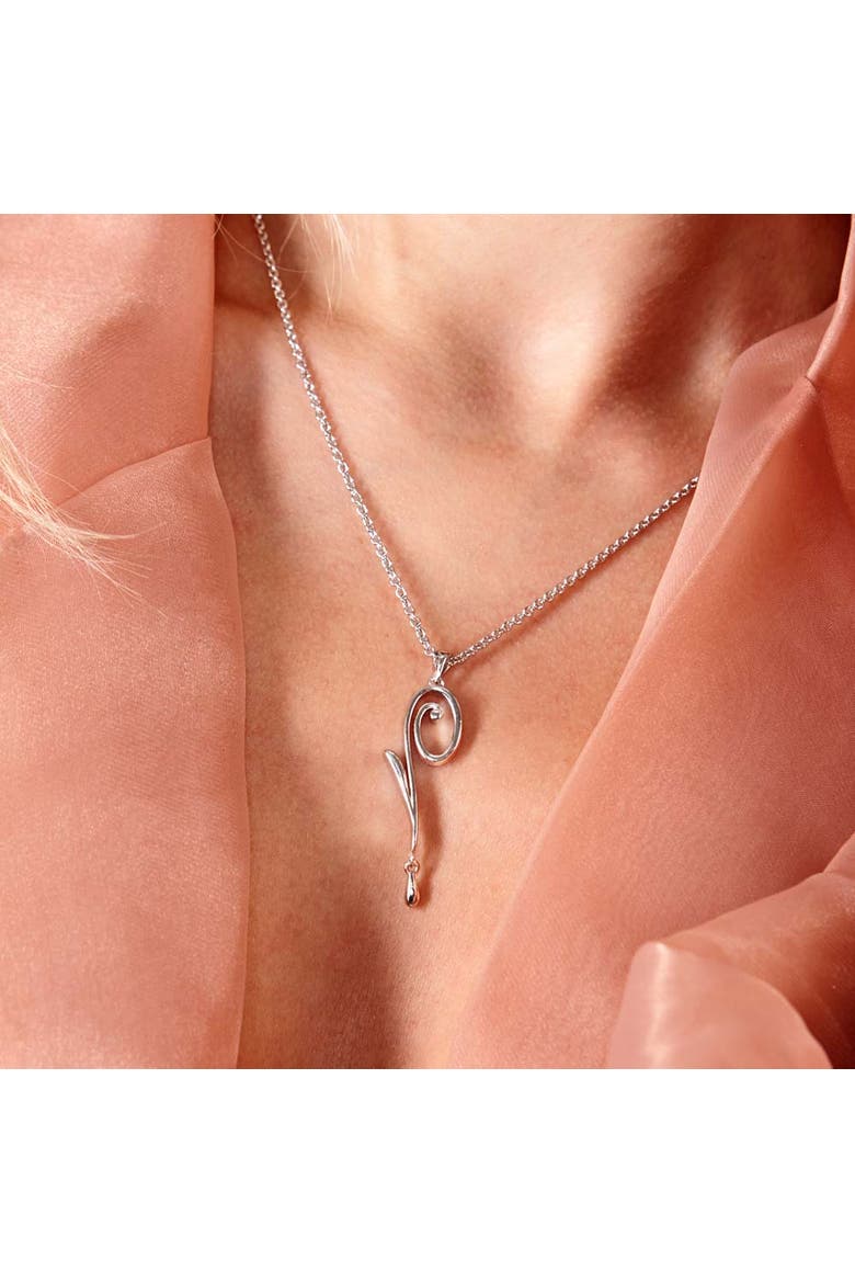Q pendant with Drop, Alternate, color, Sterling Silver