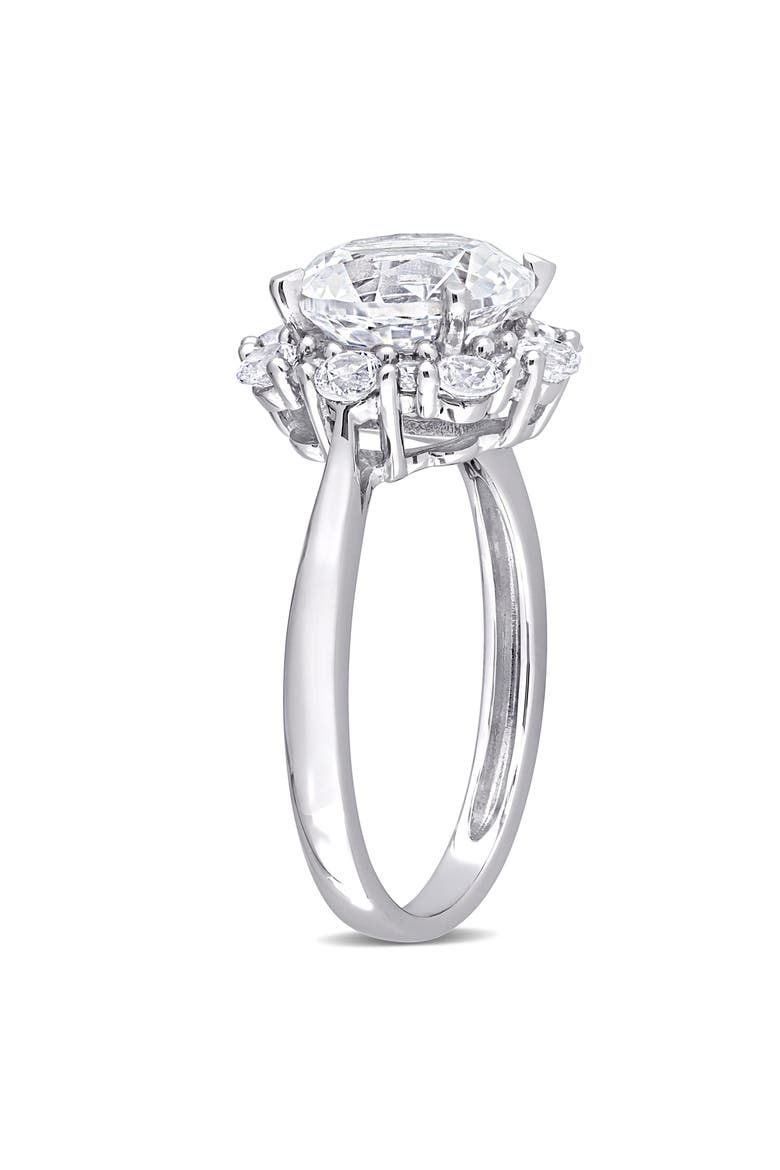 Lab Grown White Sapphire Halo Ring, Alternate, color, WHITE
