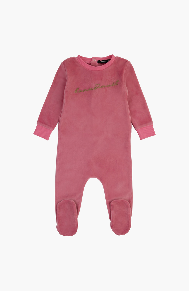 NoggiWear Bonne Nuit Velour Footie, Main, color, Pink