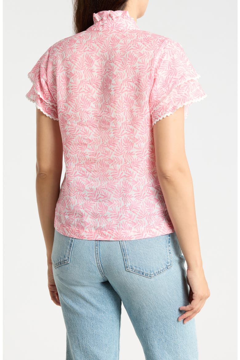 Elara Flutter Sleeve Woven Top, Alternate, color, WHITE/ PINK