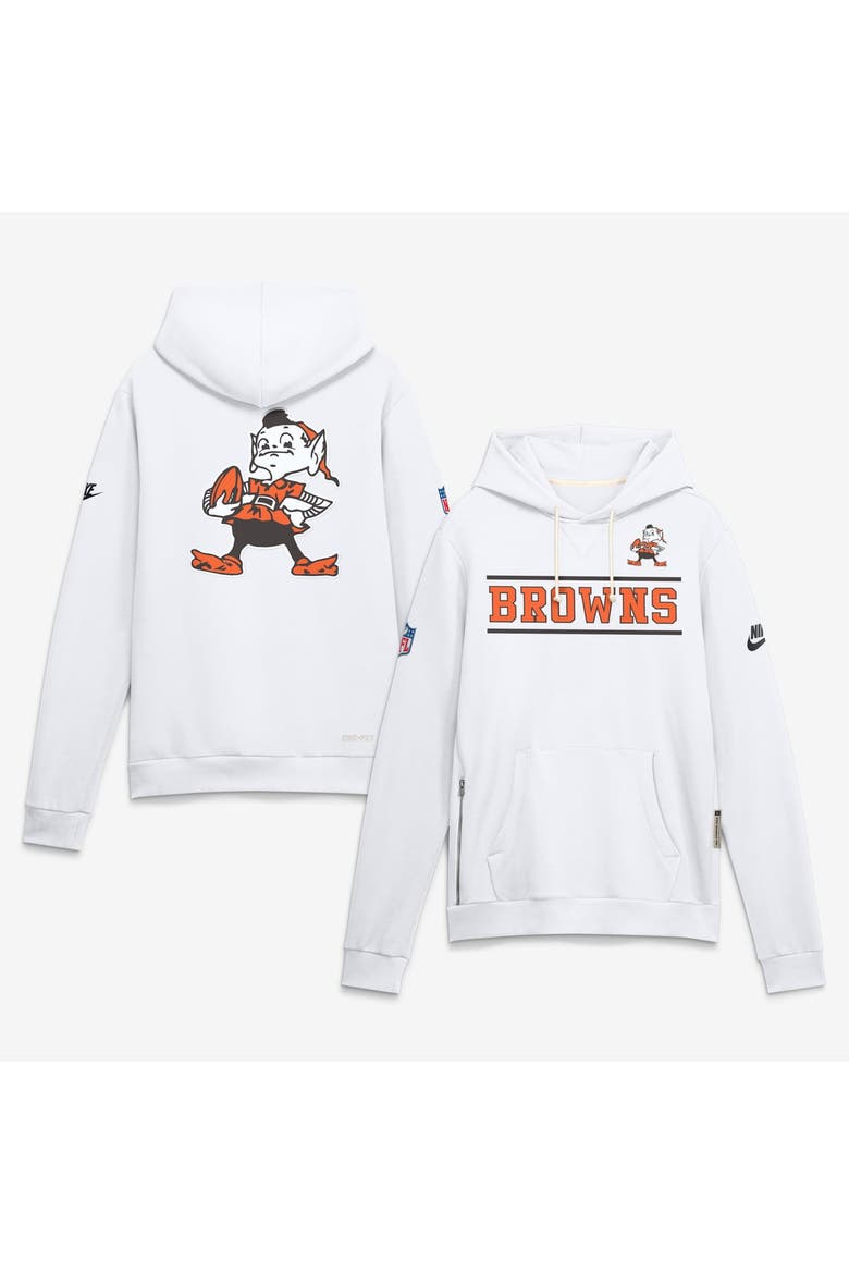 Men's Nike White Cleveland Browns Standard Issue Replay Officials Alternate Dri-FIT Hoodie, Main, color, White