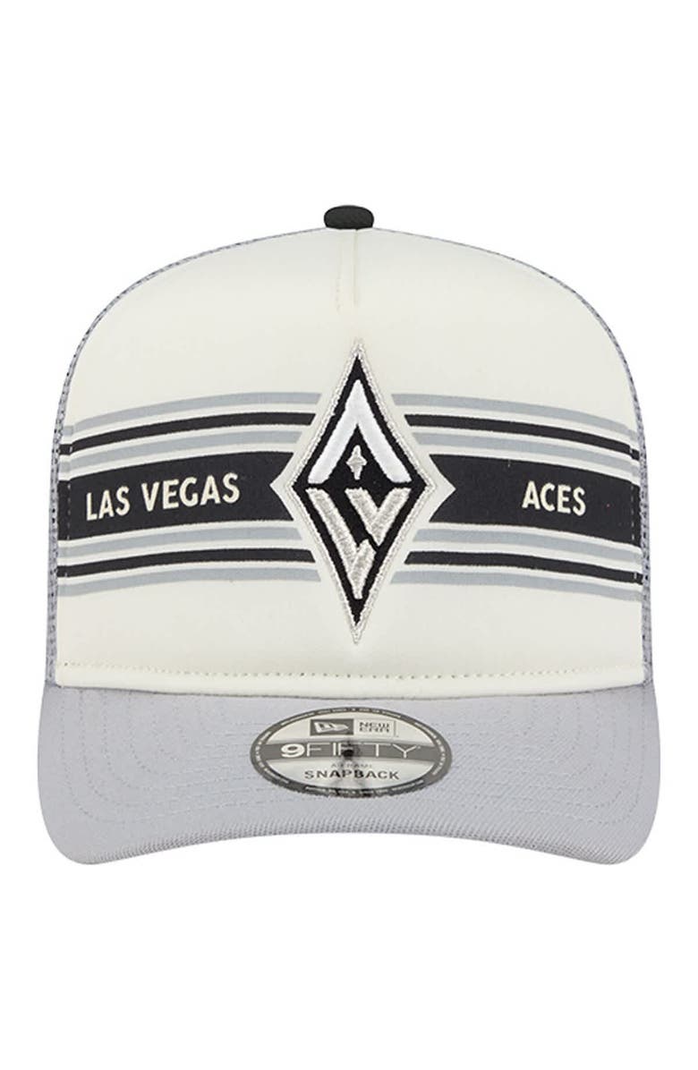New Era Unisex New Era  White/Gray Las Vegas Aces Banner Foam Front 9FIFTY A-Frame Adjustable Trucker Hat, Alternate, color, White