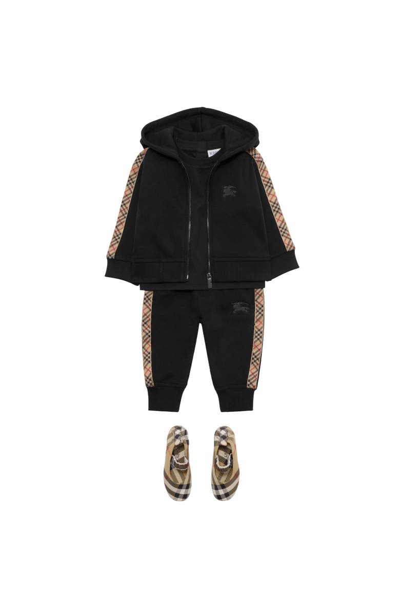 Burberry Check Trim Cotton Jogging Pants, Alternate, color, Black