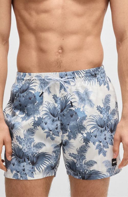 Hugo Boss Shorts Mit Blumen-print In Blue