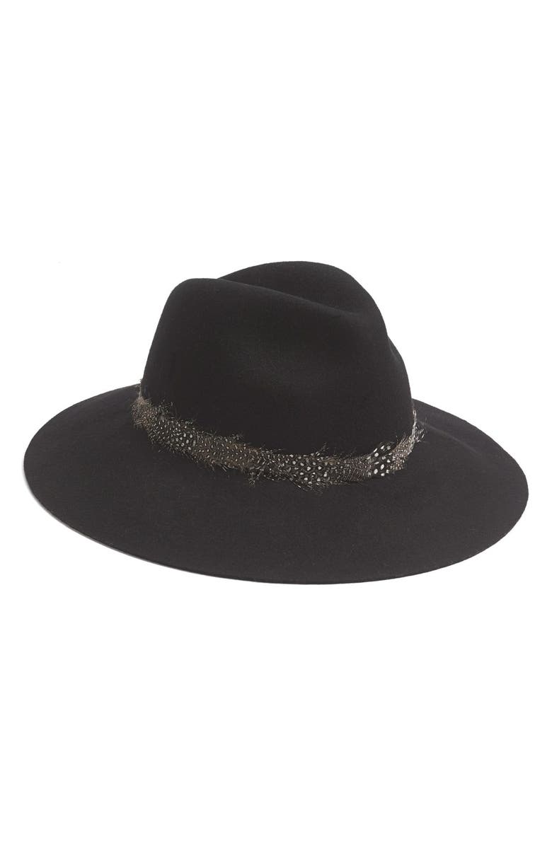 August Hat Feather Trim Floppy Felt Fedora, Main, color, 