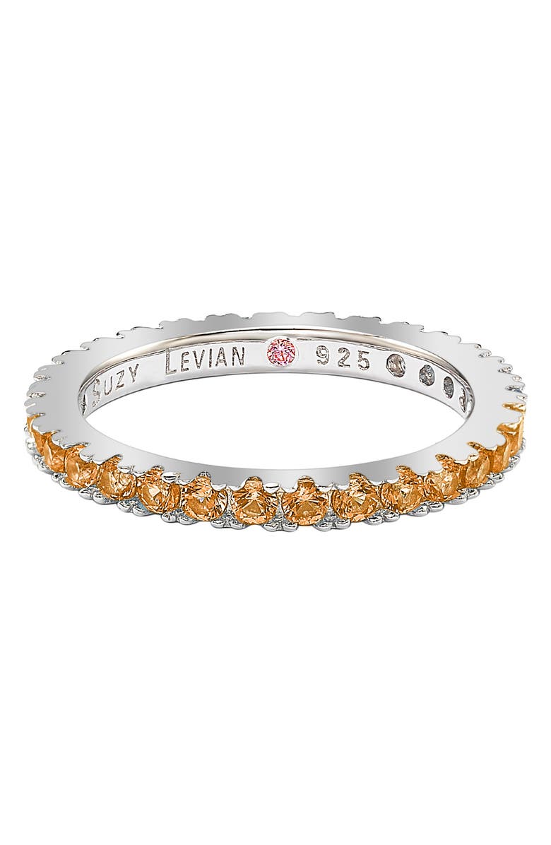 SUZY LEVIAN Sterling Silver Orange CZ Eternity Band Ring, Alternate, color, Orange