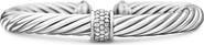David Yurman Classic Cable Station Bracelet in Sterling Silver with Pavé Diamonds, 7mm