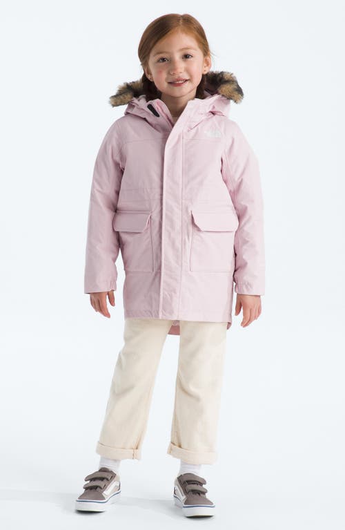 The North Face Kids' Arctic Waterproof 550-fill Power Down Parka With Faux Fur Trim In Pink