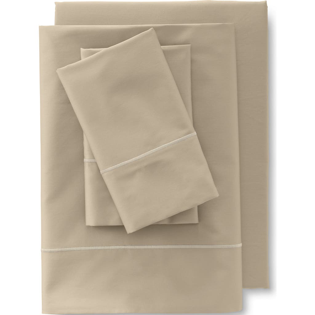 Lands' End 400 Thread Count Premium Supima Cotton No Iron Sateen Flat Bed Sheet In Light Tan
