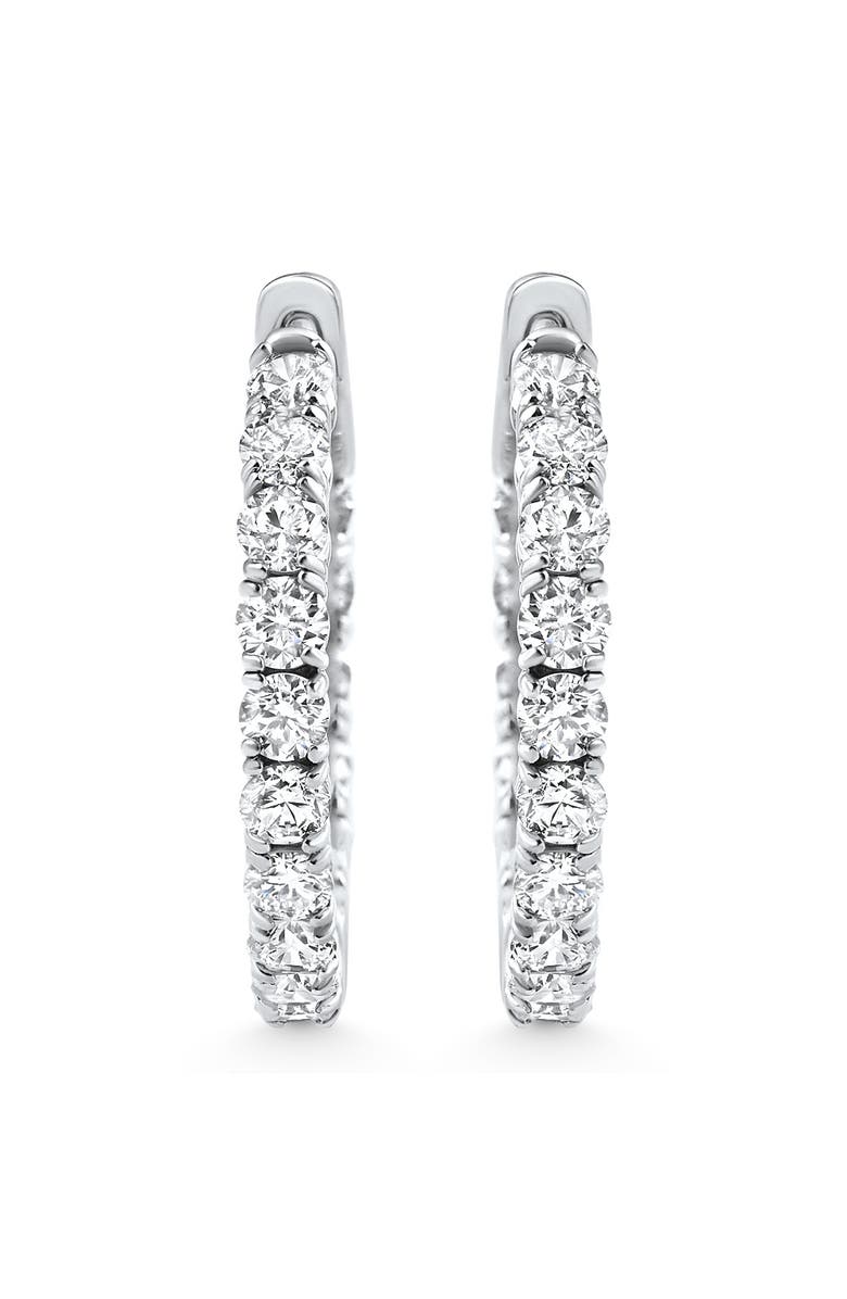 Bliss Diamond 2.05Ct Diamond Inside Outside Hoops 14k Gold Women's Earrings Lab Grown 1" Tall, Alternate, color, 14K White Gold