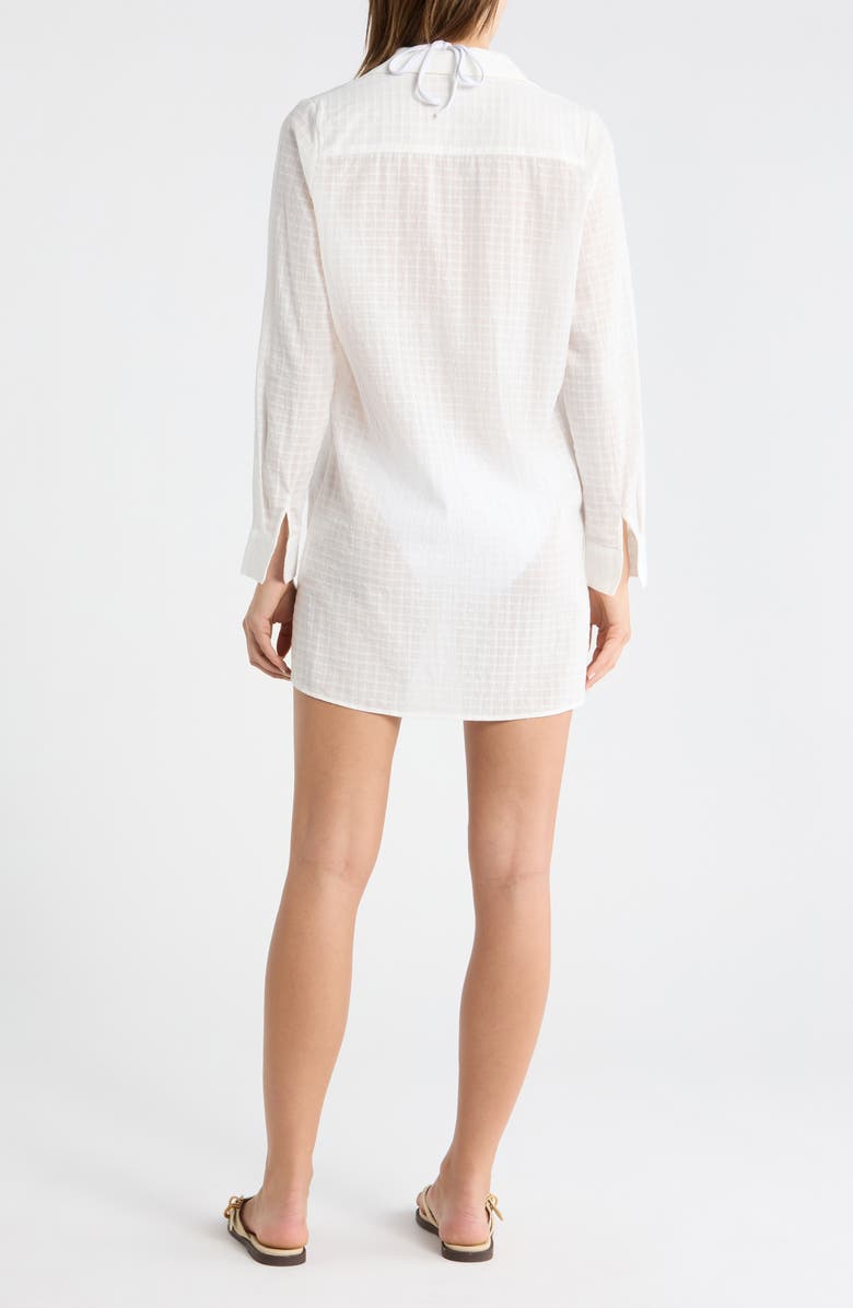 Elan Long Sleeve Semisheer Cotton Cover-Up, Alternate, color, White