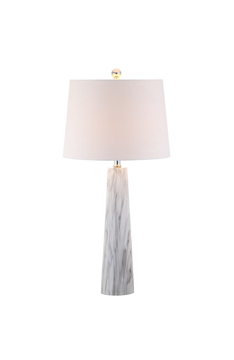 JONATHAN Y Bradley 29" Resin LED Table Lamp, White/Black Faux Marble, Main, color, White/Black