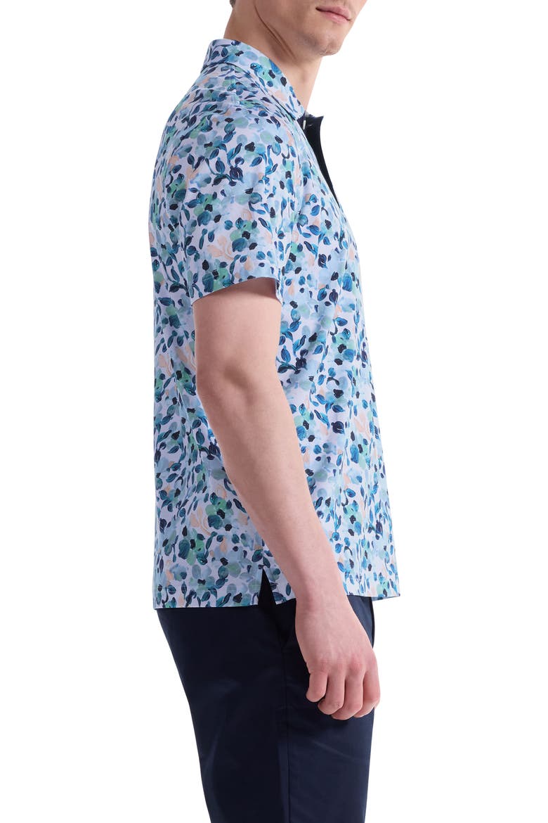 Hendrix Digital Abstract Floral Print Pima Cotton Polo, Alternate, color, MENTHOL