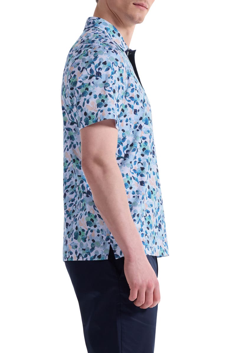 Bugatchi Hendrix Digital Abstract Floral Print Pima Cotton Polo, Alternate, color, Menthol