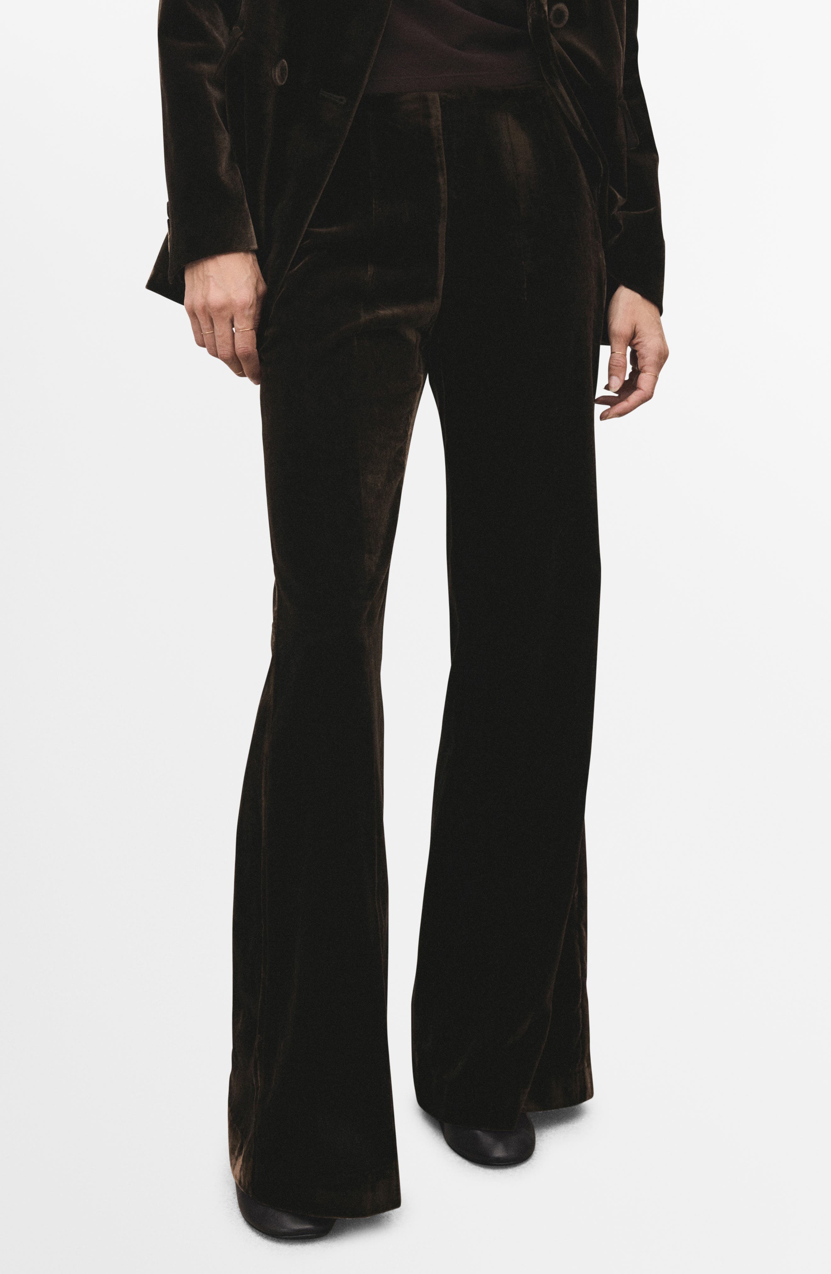 MANGO Velvet Flare Leg Pants