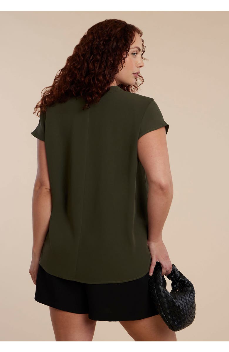 ELOQUII Notch Collar Blouse, Alternate, color, Dark Forest Green