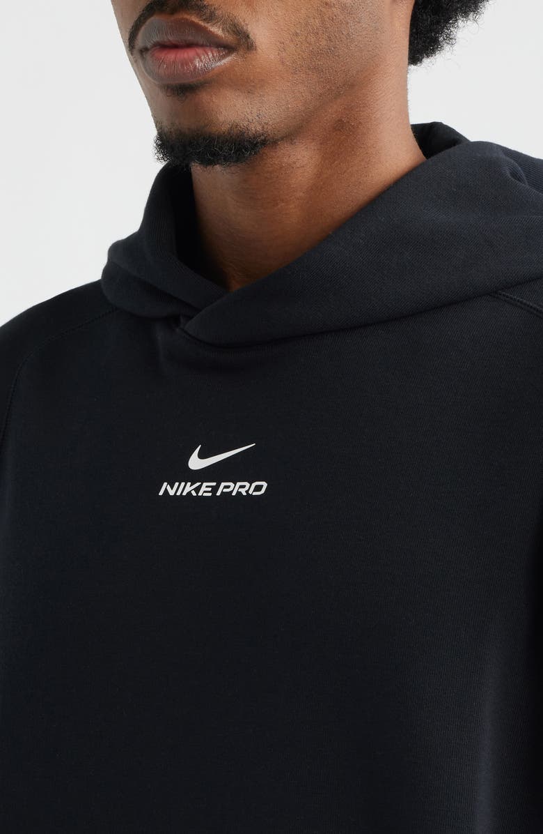 Nike Pro Dri-FIT Pullover Hoodie, Alternate, color, Black/ White