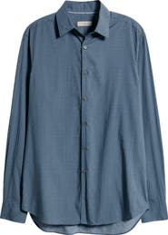 Canali Regular Fit Geometric Print Cotton Blend Button-Up Shirt