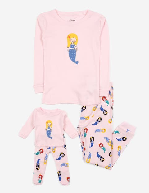 Girls 2-pc. Cotton Pajamas with Matching Doll Accessory - Unicorn & Fantasy Prints (Toddler, Little Kid & Big Kid)