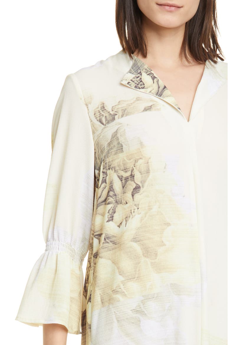 Adessa Floral Midi Shift Dress, Alternate, color, BIG ROSE YELLOW