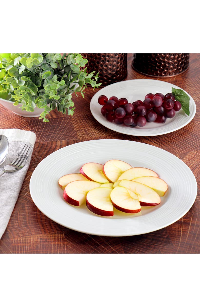 Gibson Home Everyday Embossed 12 Piece Round Ceramic Dinnerware Set, Alternate, color, White