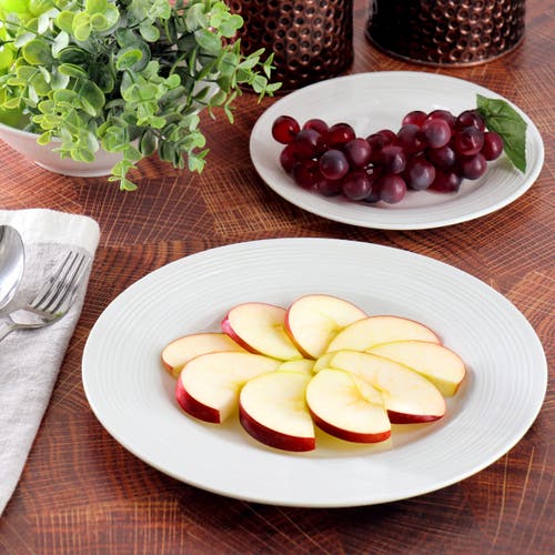 Gibson Home Everyday Embossed 12 Piece Round Ceramic Dinnerware Set In White