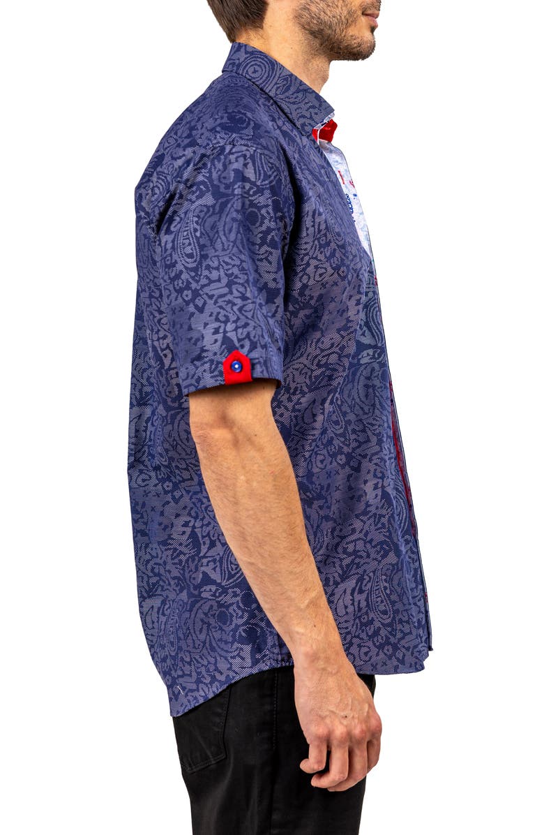 Maceoo Galileo Ascension 0084 Contemporary Fit Short Sleeve Button-Up Shirt, Alternate, color, Blue