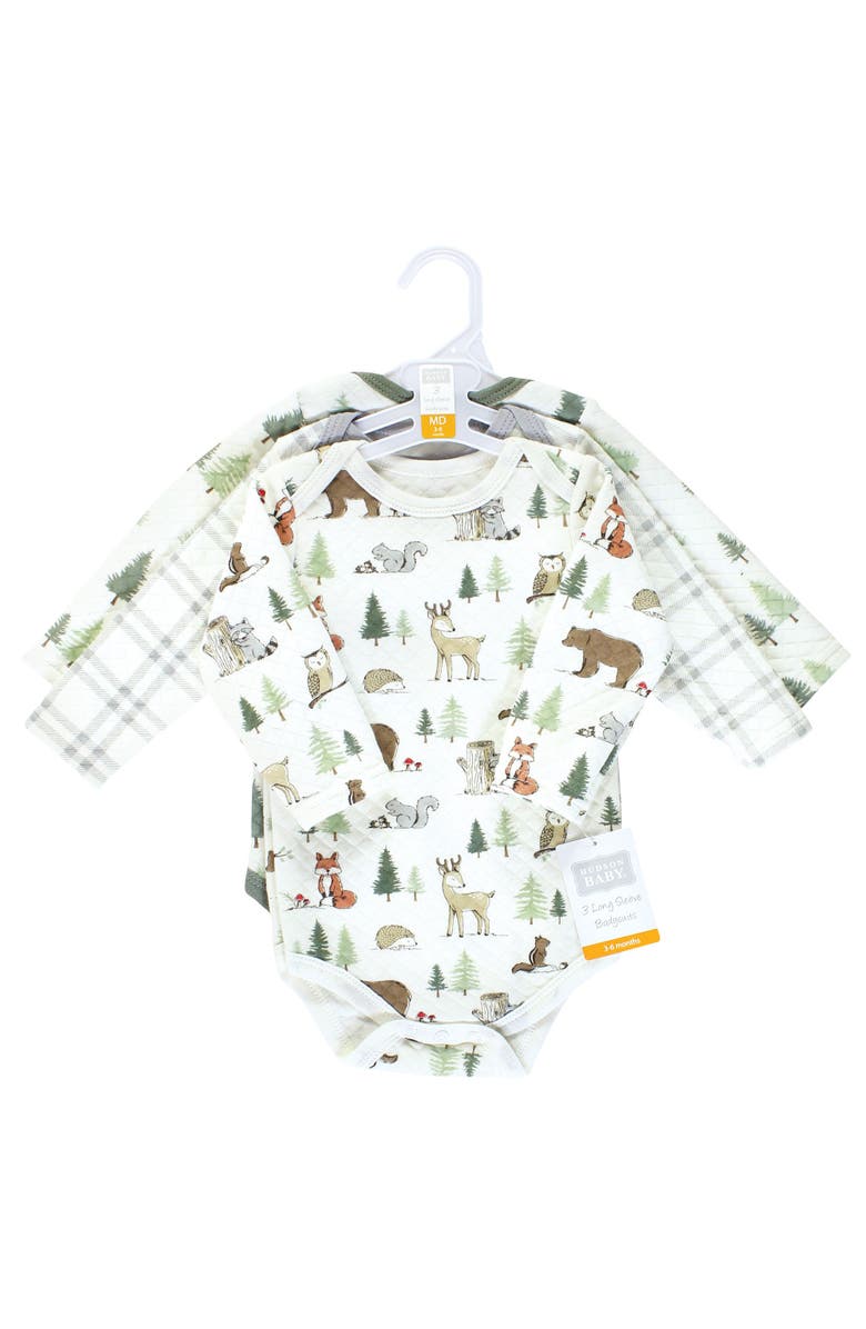 Hudson Baby Quilted Long-Sleeve Cotton One-Piece, Alternate, color, Forest Animals