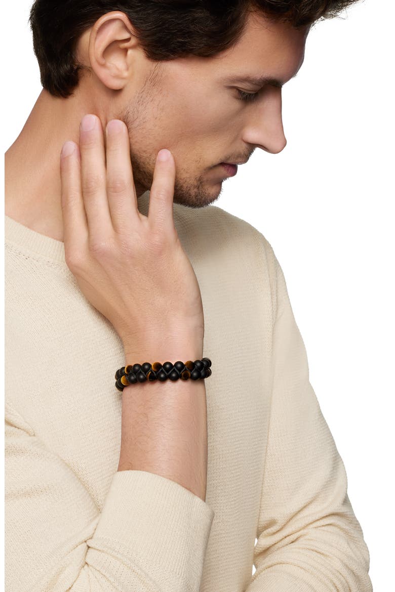 Spiritual Beads Two Row Woven Bracelet, 8mm, Alternate, color, ZDNUBLACK ONYX