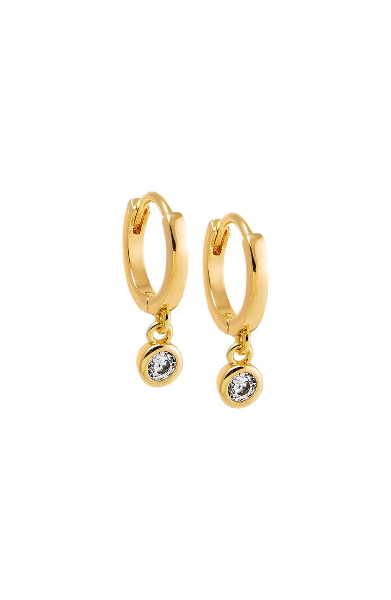 BY ADINA EDEN Dangling CZ Bezel Huggie Earring, Main, color, 