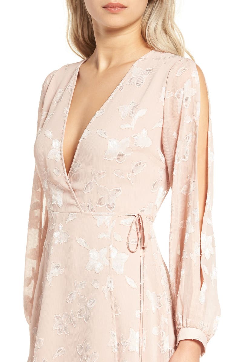 ASTR the Label Burnout Wrap Dress, Alternate, color, 