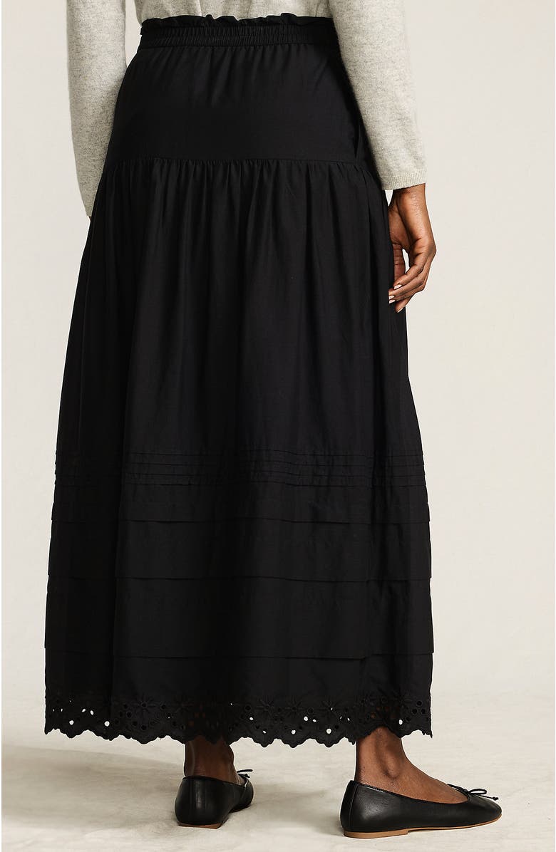 Lands' End Voile Tiered Eyelet Maxi Skirt, Alternate, color, Black