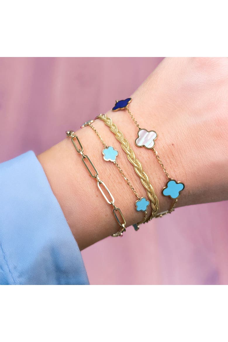Braided Matte Herringbone Bracelet, Alternate, color, Yellow Gold