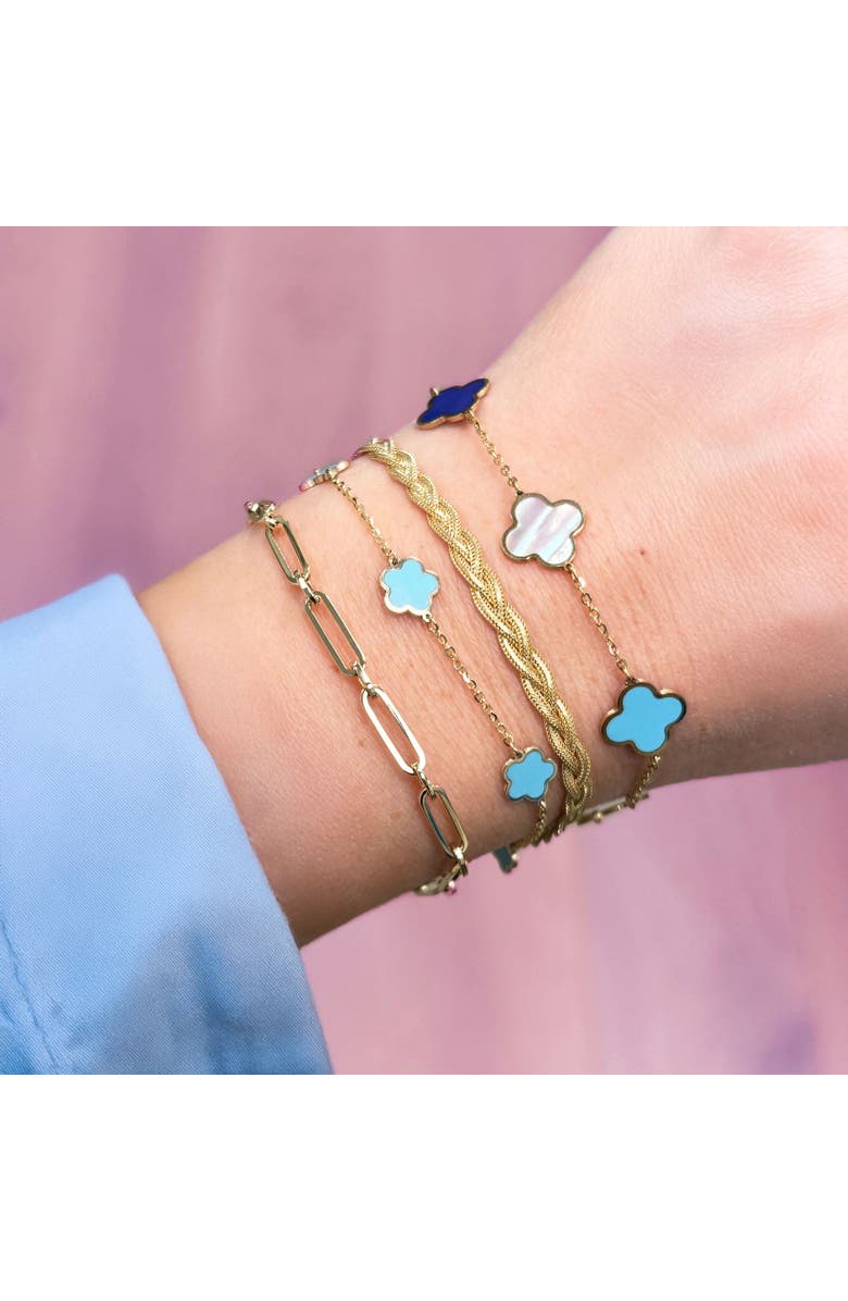 The Lovery Fine Jewelry Braided Matte Herringbone Bracelet, Alternate, color, Yellow Gold