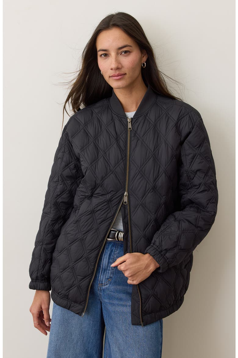 Marina Quilted Bomber Jacket, Alternate, color, BLACK